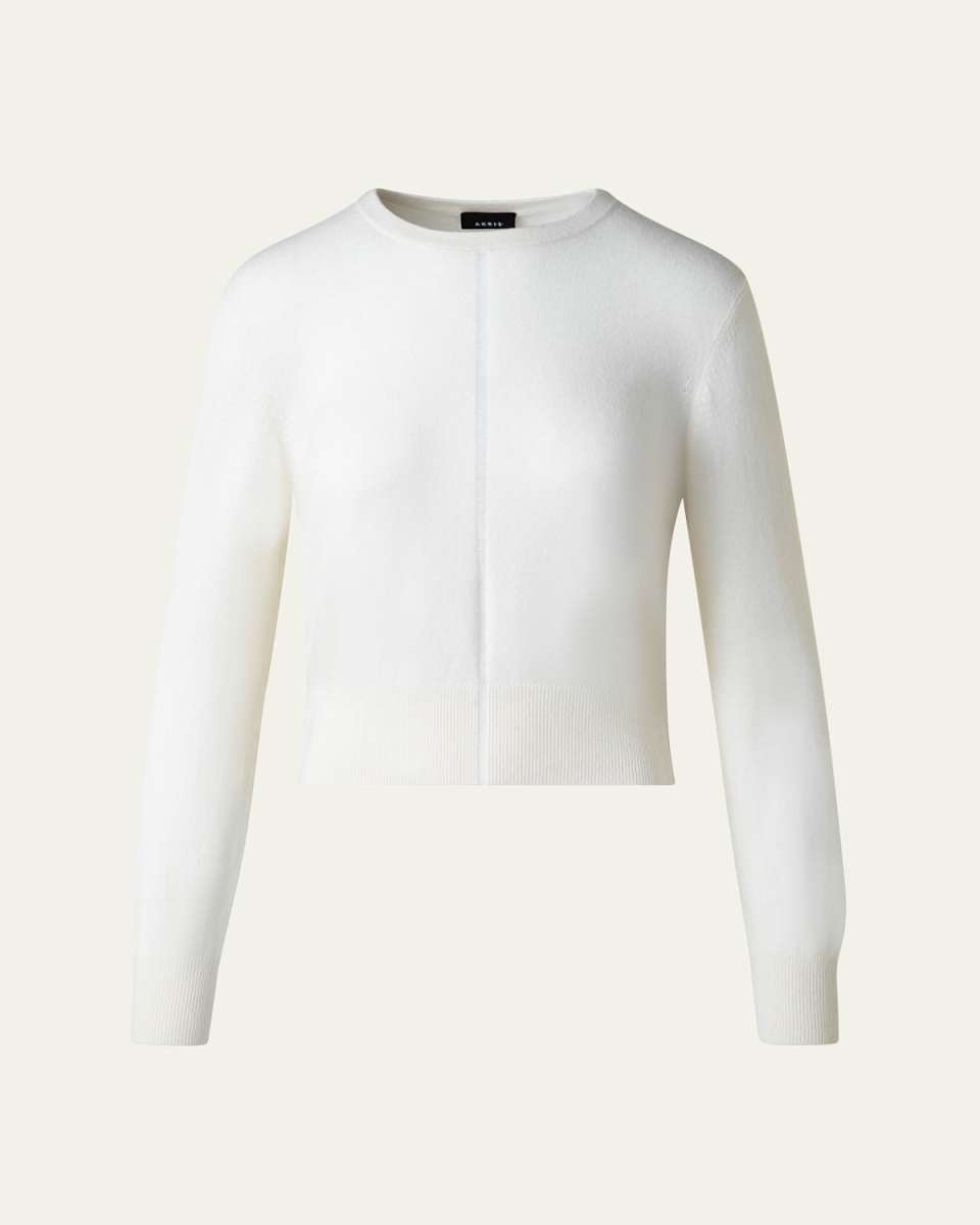 Front Fine Sheer Stripe Cashmere Sweater